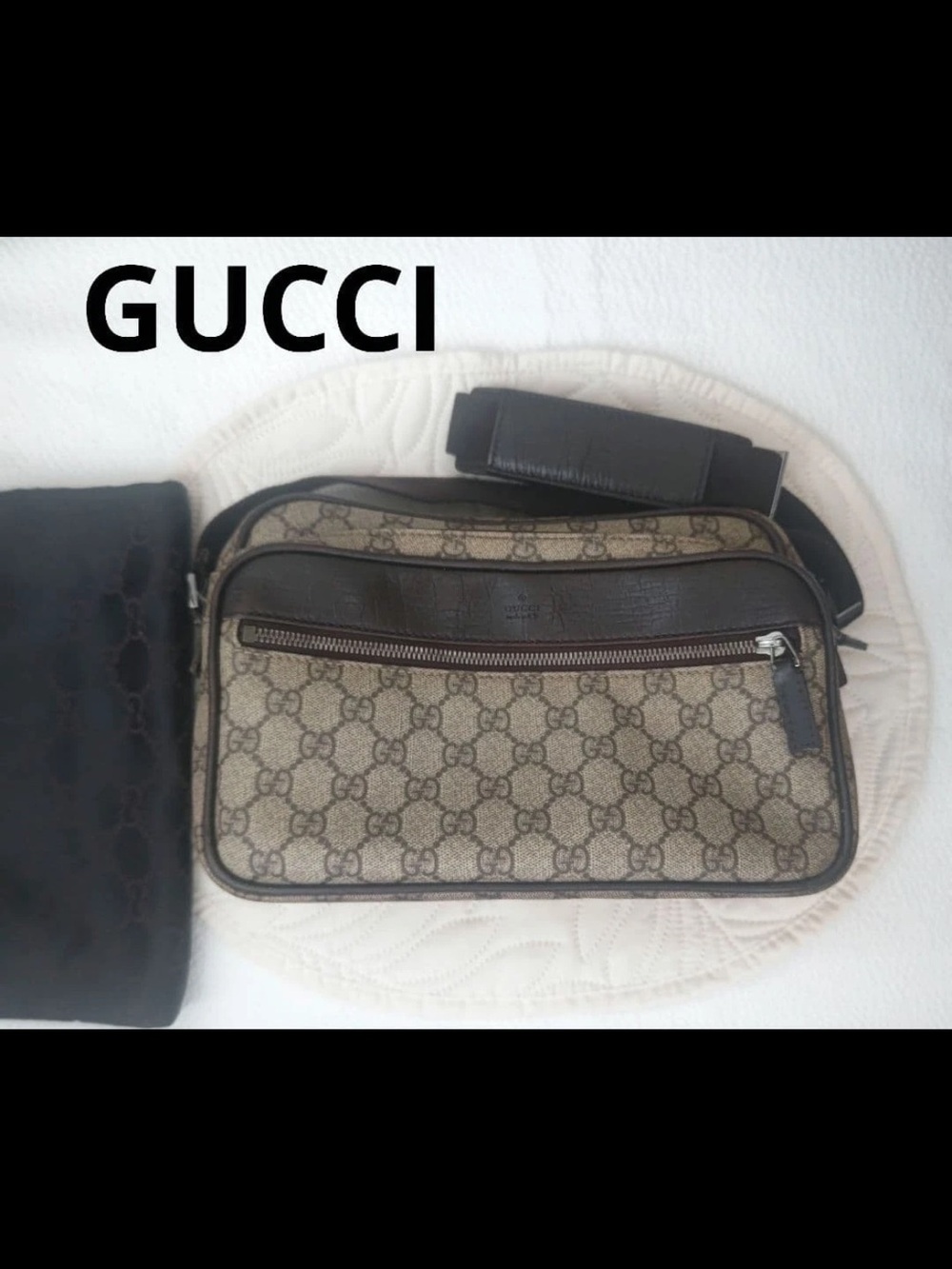 Gucci Brown Beige GG Supreme Shoulder/Crossbody Bag